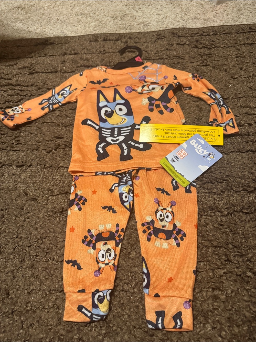 Halloween Orange Kids Pajama Set - Orange